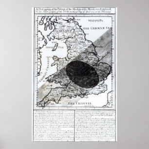 Poster Carte montrant le passage de l'ombre de la lune