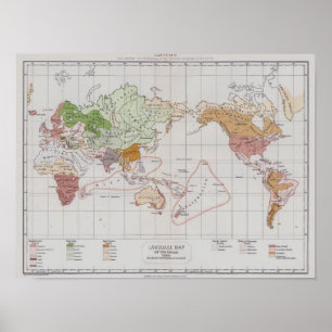 Poster Carte montrant les langues du monde