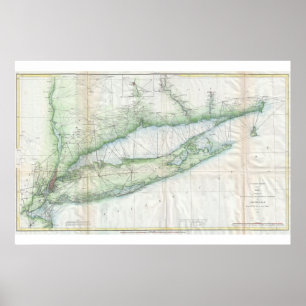 Poster Carte nautique du Long Island