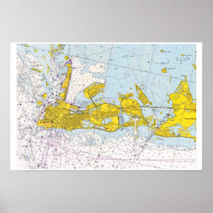 Poster Carte nautique vintage de Key West, Floride