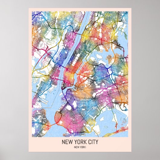 Poster Carte New York (Devant)