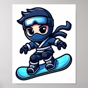 Poster Carte Ninja Snowboard Ninja Snow Rider Snowboardin