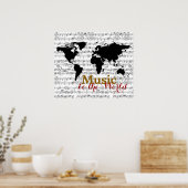 Poster carte noire avec notes musicales (Cuisine)