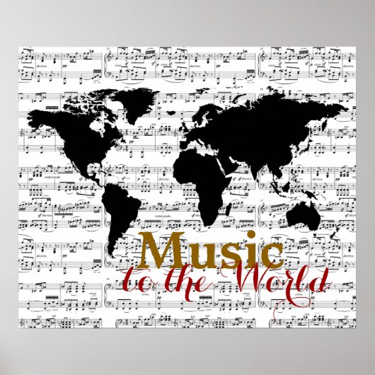 Poster carte noire avec notes musicales (Devant)