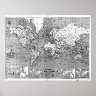 Poster Carte noire et blanche du monde (1918)