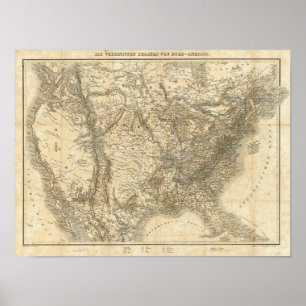 Poster Carte nord-américaine