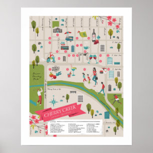 Poster Carte Nord de Cherry Creek 16x20in