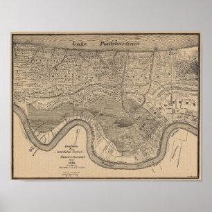 Poster Carte Nouveau Oleans 1849 Inondations