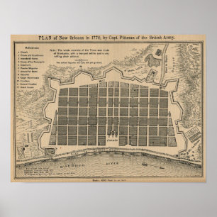Poster Carte Nouvelle-Orléans 1770