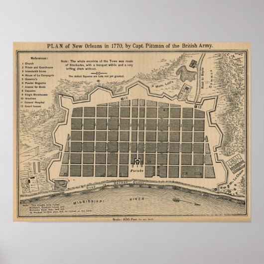 Poster Carte Nouvelle-Orléans 1770 (Devant)
