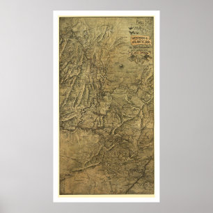Poster Carte occidentale et atlantique 1887 de chemin de