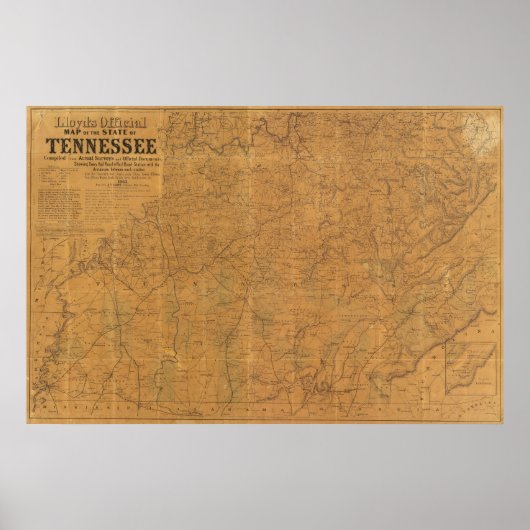 Poster Carte officielle de Lloyd de l'état du Tennessee (Devant)