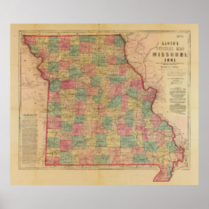 Poster Carte officielle de Lloyd's du Missouri (1861)