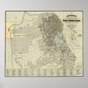 Poster Carte officielle de ville de San Francisco de