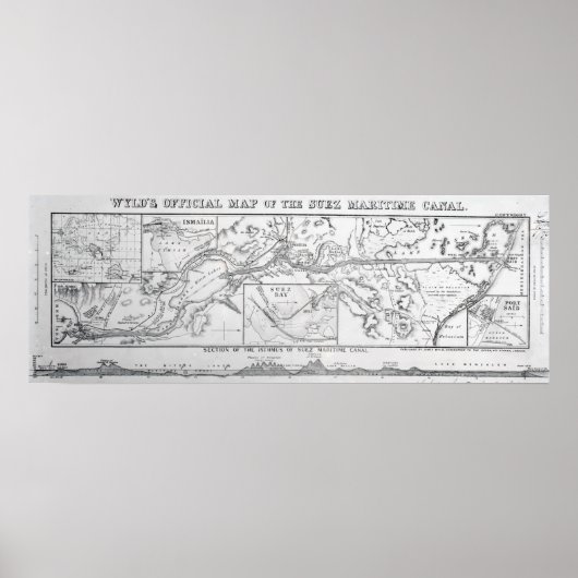 Poster Carte officielle du canal maritime de Suez par Wyl (Devant)