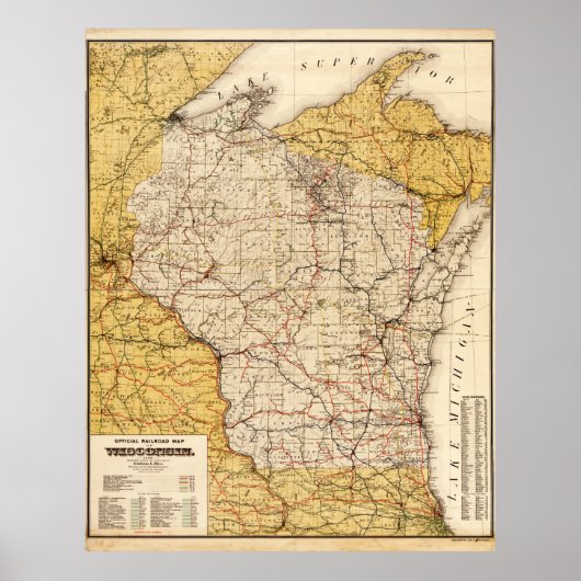 Poster Carte officielle du chemin de fer du Wisconsin (19 (Devant)
