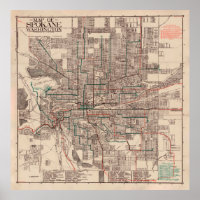 Carte Old Spokane WA (1924) La ville de Lilac