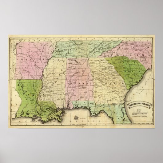 Poster Carte Olney des États du Sud (Devant)