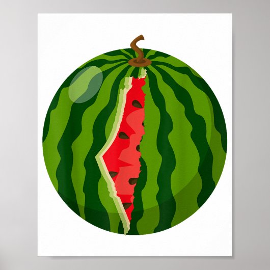 Poster Carte Palestine Watermelon Arabe Calligraphie (Devant)