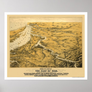 Poster Carte panoramique 1861 de guerre civile