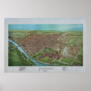 Poster Carte panoramique 1893 Pottstown PA Pennsylvanie