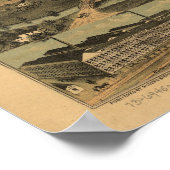 Poster Carte panoramique antique Akron Ohio 1870 (Coin)