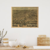 Poster Carte panoramique antique Akron Ohio 1870 (Cuisine)