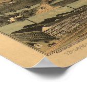 Poster Carte panoramique antique Akron Ohio 1870 (Coin)