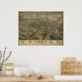 Poster Carte panoramique antique Pendleton Oregon 1890 (Cuisine)