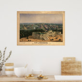 Poster Carte panoramique antique Washington DC 1852 (Cuisine)