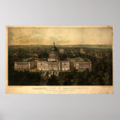 Poster Carte panoramique antique Washington DC 1857 (Devant)