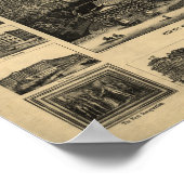 Poster Carte panoramique antique Washington DC 1860 (Coin)