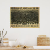 Poster Carte panoramique antique Waterbury Connecticut 19 (Cuisine)