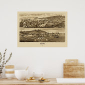 Poster Carte panoramique Astoria Oregon 1883 (Cuisine)