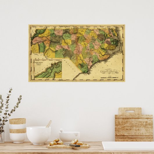 Poster Carte panoramique Caroline du Nord (Cuisine)