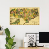 Poster Carte panoramique Caroline du Nord (Bureau à domicile)
