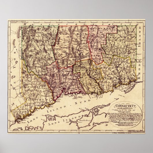 Poster Carte panoramique ConnecticutConnecticut 2 (Devant)