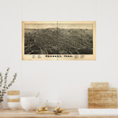 Poster Carte panoramique Danbury Connecticut 1884 (Cuisine)