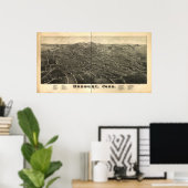 Poster Carte panoramique Danbury Connecticut 1884 (Bureau à domicile)