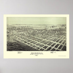 Poster Carte panoramique d'Aurora, MO - 1891