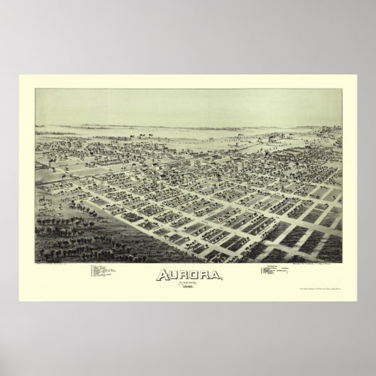 Poster Carte panoramique d'Aurora, MO - 1891 (Devant)