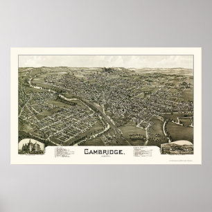 Poster Carte panoramique de Cambridge, OH - 1897