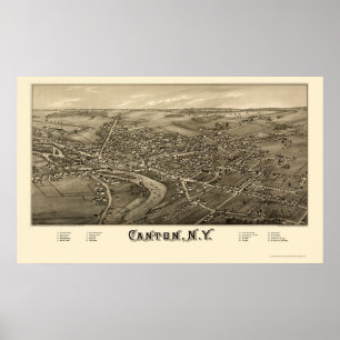 Poster Carte panoramique de Canton, NY - 1885