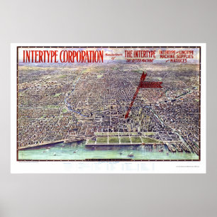 Poster Carte panoramique de Chicago, IL - 1916