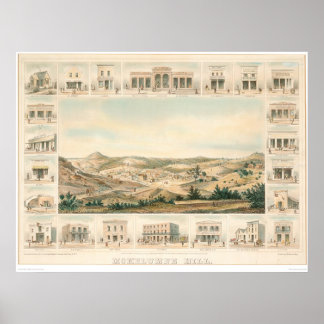 Poster Carte panoramique de Mokelumne Hill 1855 (1107A)
