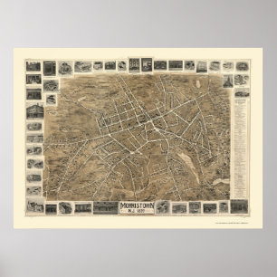 Poster Carte panoramique de Morristown, NJ - 1899