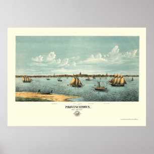Poster Carte panoramique de Provincetown, MA - 1877