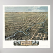 Poster Carte panoramique de Rochester, MN - 1869 (Devant)