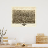 Poster Carte panoramique de Rochester, New York - 1880 (Cuisine)