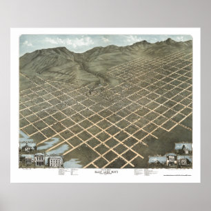 Poster Carte panoramique de Salt Lake City, UT - 1870